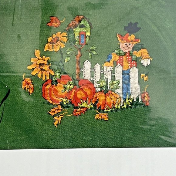 2 New Candamar Designs Cross Stitch Kit Indians and Pumpkins Scarecrow Halloween - Picture 3 of 8